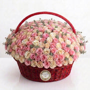 Harmony Royale Basket of 500 White & Pink Roses